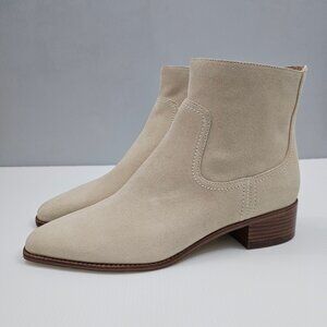 NEW Cole Haan Naia Ankle Bootie Womens 10.5 Light Beige Suede Western Cowgirl